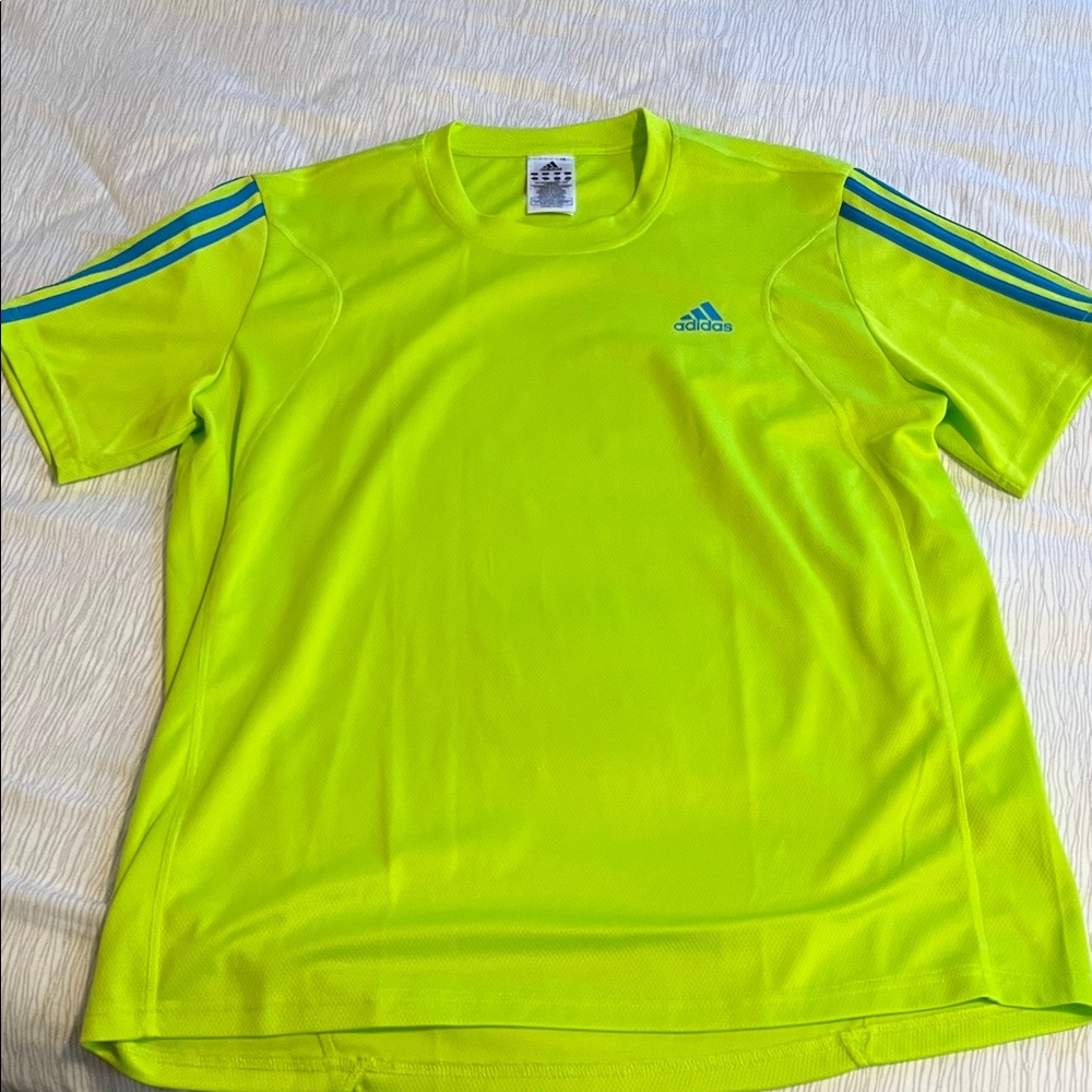 Adidas Bright Yellow Tee with Blue Accents
